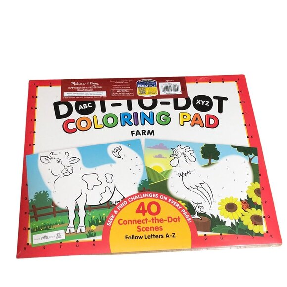 Melissa & Doug Activity 4 Pad Set Stickers Coloring Dot to Dot Paint Farm Animal - Picture 2 of 4
